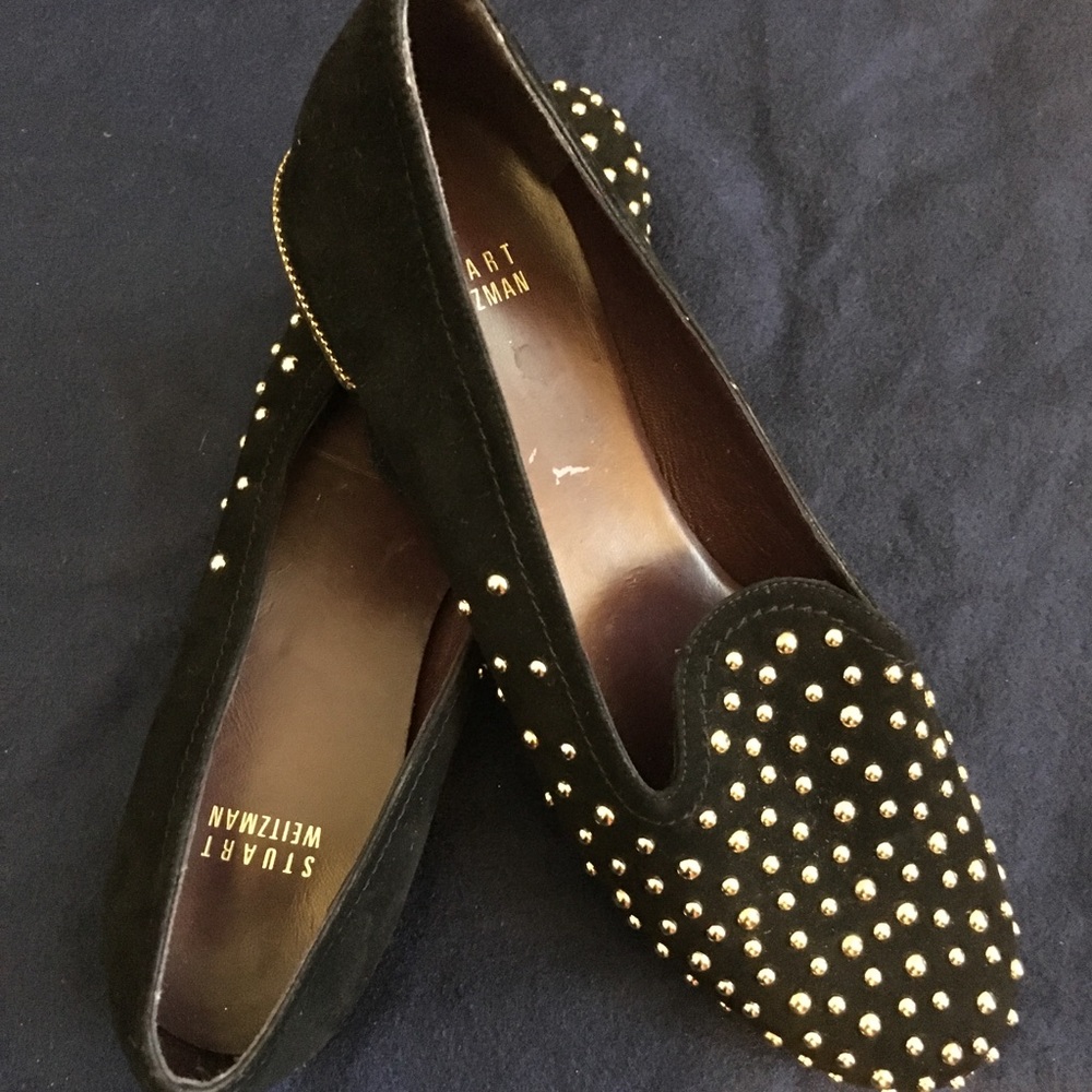 Stuart Weitzman black studded flats
